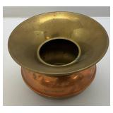Vintage Union Pacific R.R. Cooper And Brass Spittoon With Double Sided Embossed Locomotive