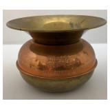 Vintage Union Pacific R.R. Cooper And Brass Spittoon With Double Sided Embossed Locomotive