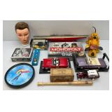 Vintage Toy Lot Including Dr. Who Monopoly,Lassie Tin Lunch Box, Pond Boat And More
