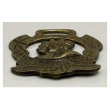 Antique Brass King George V And Queen Mary 1911 Horse Bridle Medallion 3" x 4"