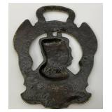 Antique Brass King George V And Queen Mary 1911 Horse Bridle Medallion 3" x 4"