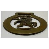 Antique Brass Stallion Adorned Horse Bridle Medallion 3" x 3"