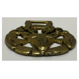 Antique Brass Reigndeer Adorned Horse Bridle Medallion 2 3/4" x 3 3/8"