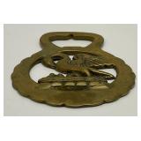 Antique Brass Swan Adorned Horse Bridle Medallion 2 1/2" x 31/2"