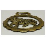 Antique Brass Clydesdale Adorned Horse Bridle Medallion 3" x 3 1/2""