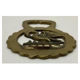 Antique Brass Swan Adorned Horse Bridle Medallion 2 1/2" x 31/2"
