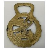 Antique Brass Swan Adorned Horse Bridle Medallion 2 1/2" x 31/2"
