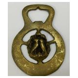 Antique Brass Love Birds Adorned Horse Bridle Medallion 2 5/8" x 3 5/8""