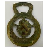 Antique Brass Love Birds Adorned Horse Bridle Medallion 2 5/8" x 3 5/8""