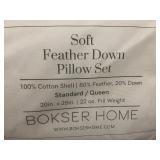 Bokser Home Soft Feather Down Pillow Set, Standard/Queen