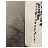 Pair of Slate French Linen Throw Pillows, 15 x 22 Inches
