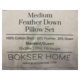 Medium Feather Down Pillow Set by Bokser Home, Std/Queen