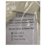 BOKSER HOME Linen & Cotton Twin Duvet Cover and Sham Set