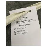 King/Cal King 100 Percent French Linen Duvet Cover - Gray