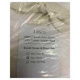 Full/Queen French Linen and Cotton Duvet Cover & Sham Set - White