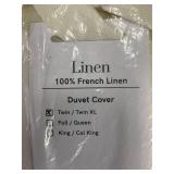 2 Linen Bedding Items: Twin Duvet Cover and Full Bed Skirt, Damaged/Used