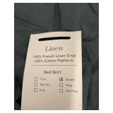 French Linen Queen Bed Skirt and King Quilted Cover, Blue