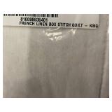 French Linen Box Stitch Quilt, King Size, White