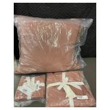 French Linen Pillow, Sham, and Bathrobe Set in Clay Color