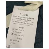 King/Cal King Linen Quilt, Blue, 100 Percent French Linen/100 Percent Percale