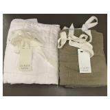 BOKSER HOME French Linen Standard Sham Sets - White and Oatmeal