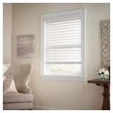 Home Decorators Collection White Cordless Room Darkening Faux Wood Blind with 2 in. Slats - 72.5 in. W x 72 in. L (Actual 72 in. W x 72 in. L)  Customer Returns See Pictures