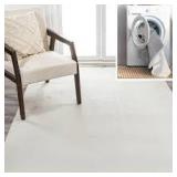 JONATHAN Y Twyla Classic Cream 8 ft. x 10 ft. Solid Low-Pile Machine-Washable Area Rug  Customer Returns See Pictures