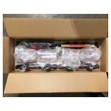 Hampton Bay Regan 4-Light Espresso Industrial Linear Chandelier with Glass Shades, Industrial Linear Kitchen Pendant Light   Customer Returns See Pictures