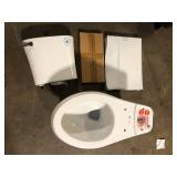 Glacier Bay Power Flush 12 inch Rough In Two-Piece 1.28 GPF Single Flush Elongated Toilet in White Seat Included Customer Returns See Pictures