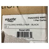 Equate Lightweight Foldable Steel Wheelchair with 18" Seat and Swing-Away Footrests, 350 lb Capacity