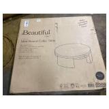 Beautiful Mod Round Coffee Table by Drew Barrymore, Warm Honey Finish