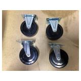 5" x 2" Heavy Duty Swivel Caster with Zinc Plated Steel Yoke, 4" x 4.5" Plate, TPU Blue Polyurethane Wheel