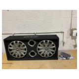 Pyle 12" Dual Subwoofer Box System 600-Watt Slim Mount Truck Audio Subwoofer Box Rear Vented Design