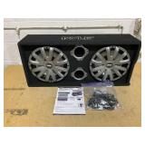 Pyle 12" Dual Subwoofer Box System 600-Watt Slim Mount Truck Audio Subwoofer Box Rear Vented Design