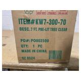 National Tree Company Artificial Pre-Lit Slim Christmas Tree, Green, Kingswood Fir, White Lights, Includes Stand, 7 Feet