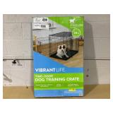 Vibrant Life Wire Dog Crate, Double-Door, Divider and Leak-Proof Tray, Metal, Foldable, Durable, Black, 36"