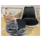 Dining Chairs Set of 6, Faux Leather Cushioned Upholstered Side Chairs Armless Mid-Back for Dining Room, Soft Padded Seats & Solid Wood Legs, Black