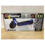 Razor Black Label E100 Electric Scooter - Blue, up to 10 mph, 8" Pneumatic Front Tire, for Child 8+
