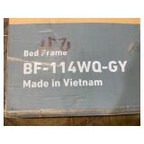 GIANNA Queen Size Platform Bed Frame with upholstered headboard, Gray, 63.98"W x 82.87"D x 44.88"H