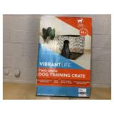Vibrant Life Wire Dog Crate, Double-Door, Divider and Leak-Proof Tray, Metal, Foldable, Durable, Black, 42"