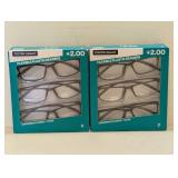 (2) FOSTER GRANT +2.00 FLEXIBLE PLASTIC READERS 3PK.