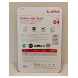 SUNDISK ULTRA PLUS MICRO SDXC UHS-I CARDS W/ SD ADAPTERS 64GB. 2PK.
