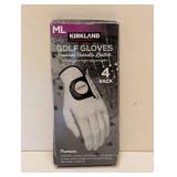 KIRKLAND SIGNATURE ML GOLF GLOVES PREMIUM CABRETTA LEATHER 4PK.