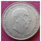 1966 Spanish Silver 100 Pesetas Coin