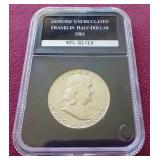 Slabbed 1961 Uncirculated Franklin Half Dollar