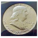 Slabbed 1961 Uncirculated Franklin Half Dollar