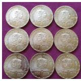 (9) 1958 Minnesota Centennial 50c Tokens