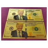 (2) Donald Trump Gold Foil Novelty Notes