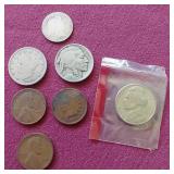 Small U.S. Coins Mixed Lot - Barber, Buffalo, Indian, Wheat, Etc