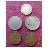 Small U.S. Coins Mixed Lot - Barber, Buffalo, Indian, Wheat, Etc